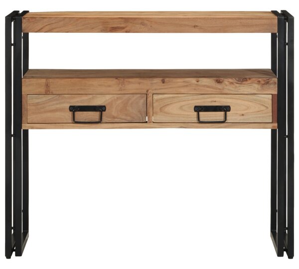 Konzolasztal fiókkal Barna 90 x 33 x 75 cm Tömör Akácfa