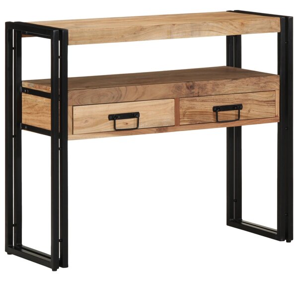 Konzolasztal fiókkal Barna 90 x 33 x 75 cm Tömör Akácfa
