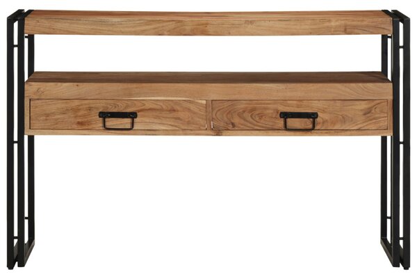 Konzolasztal fiókkal Barna 120 x 33 x 75 cm Tömör Akácfa