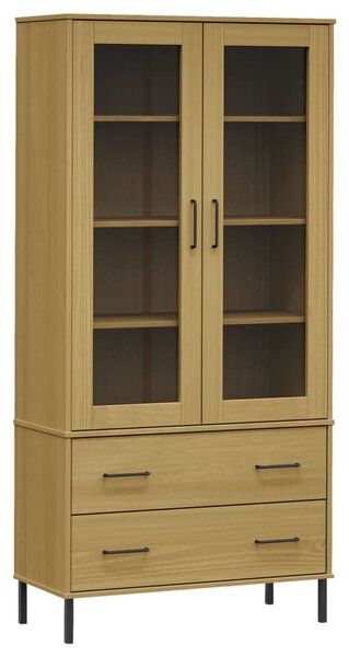 OSLO barna tömör fa könyvszekrény fém lábakkal 85x35x172,5 cm