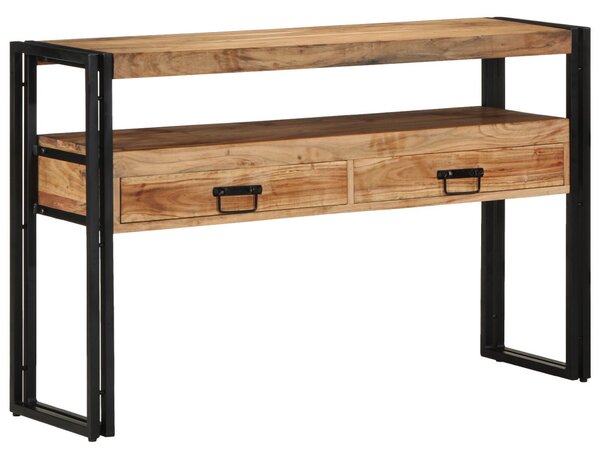 Konzolasztal fiókkal Barna 120 x 33 x 75 cm Tömör Akácfa