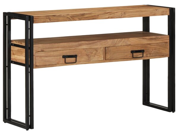 Konzolasztal fiókkal Barna 120 x 33 x 75 cm Tömör Akácfa