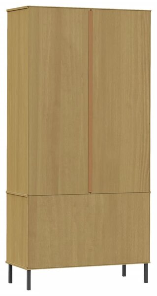 OSLO barna tömör fa könyvszekrény fém lábakkal 85x35x172,5 cm
