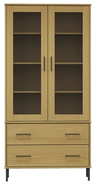 OSLO barna tömör fa könyvszekrény fém lábakkal 85x35x172,5 cm