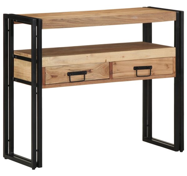 Konzolasztal fiókkal Barna 90 x 33 x 75 cm Tömör Akácfa