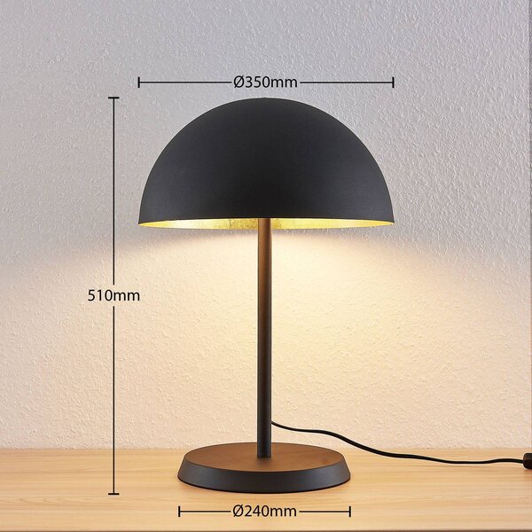 Lindby Idalene asztali lámpa, magasság 51 cm, fekete, fém, Fekete, Nappali / Étkező, fém, Modern