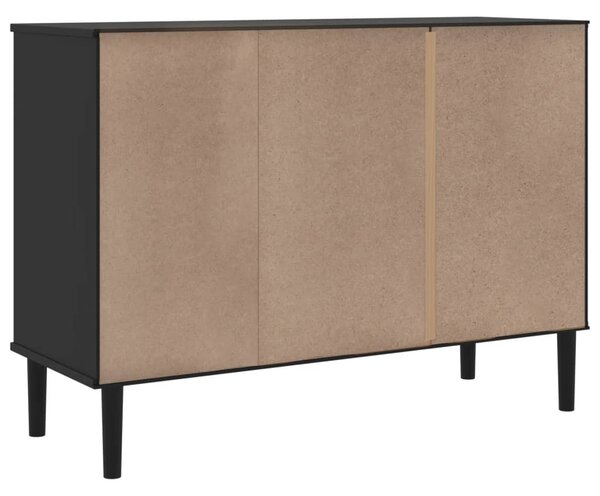 SENJA fekete rattan hatású tálalószekrény 112 x 40 x 80 cm