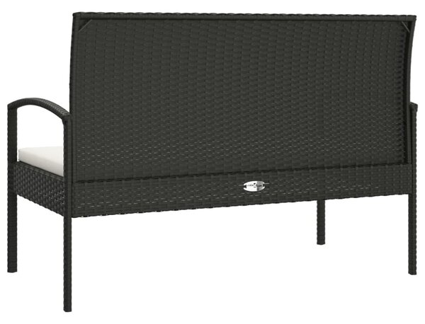 VidaXL fekete polyrattan kerti pad párnával 105 cm