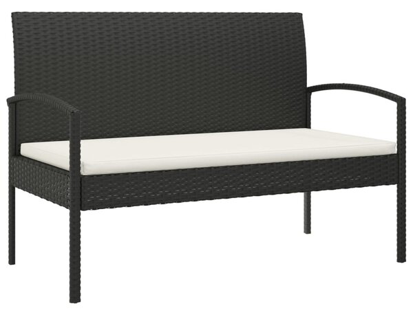 VidaXL fekete polyrattan kerti pad párnával 105 cm