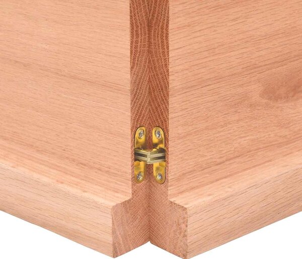 Világosbarna kezelt tömör tölgyfa fali polc 160 x 30 x (2-4) cm
