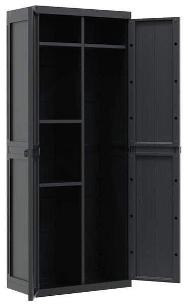 Fekete PP kültéri tárolószekrény 65 x 37 x 165 cm