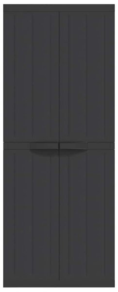 Fekete PP kültéri tárolószekrény 65 x 37 x 165 cm