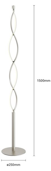 Lindby Auron LED-es állólámpa, nikkel színű, fém, érintésvezérlésű dimmerrel, dimmelhető, Alu / szürke / cink, Nappali / Étkező, Műanyag, Modern