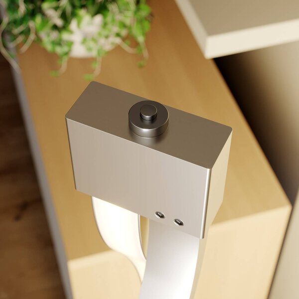 Lindby Auron LED-es állólámpa, nikkel színű, fém, érintésvezérlésű dimmerrel, dimmelhető, Alu / szürke / cink, Nappali / Étkező, Műanyag, Modern