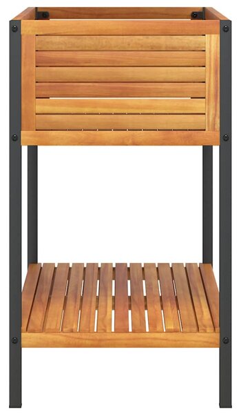 VidaXL tömör akácfa és acél kerti virágtartó polccal 80 x 45 x 80 cm
