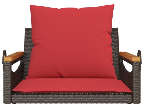 Barna polyrattan hintapad párnákkal 63 x 62 x 40 cm