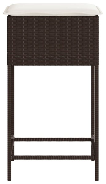 2 db barna polyrattan kerti bárszék párnával