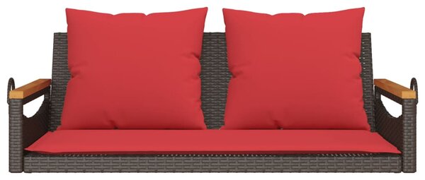 Barna polyrattan hintapad párnákkal 109 x 62 x 40 cm