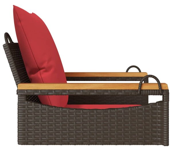 Barna polyrattan hintapad párnákkal 63 x 62 x 40 cm