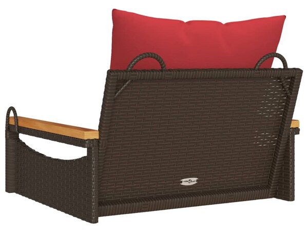Barna polyrattan hintapad párnákkal 63 x 62 x 40 cm