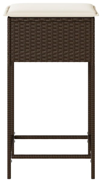 2 db barna polyrattan kerti bárszék párnával