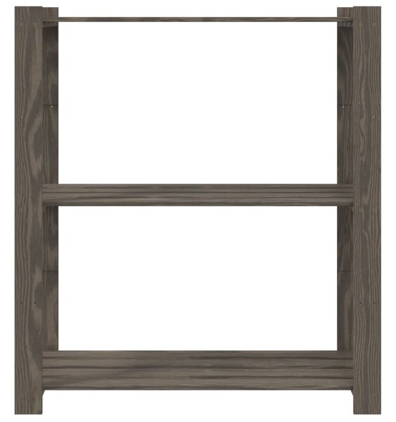 3 szintes szürke tömör fenyőfa tárolóállvány 80x38x90 cm