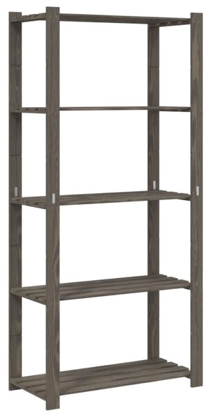 5 szintes szürke tömör fenyőfa tárolóállvány 80 x 38 x 170 cm