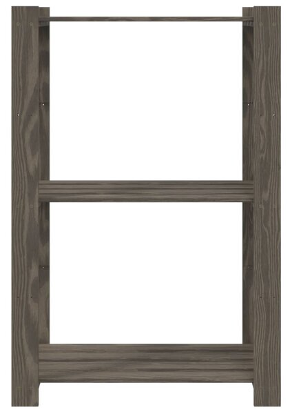 3 szintes szürke tömör fenyőfa tárolóállvány 60x38x90 cm
