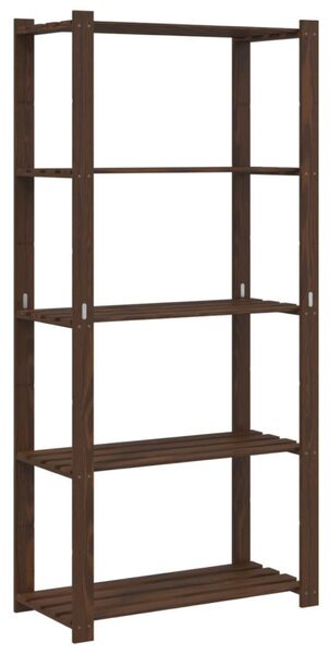 5 szintes barna tömör fenyőfa tárolóállvány 80 x 38 x 170 cm