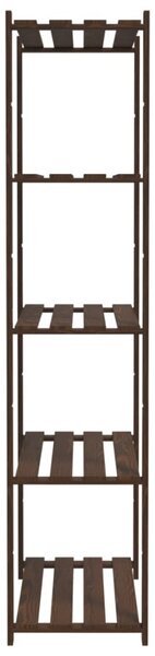 5 szintes barna tömör fenyőfa tárolóállvány 80 x 38 x 170 cm