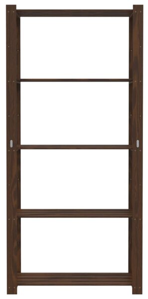 5 szintes barna tömör fenyőfa tárolóállvány 80 x 38 x 170 cm