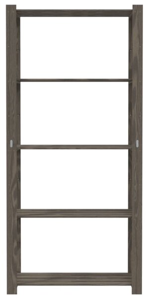 5 szintes szürke tömör fenyőfa tárolóállvány 80 x 38 x 170 cm