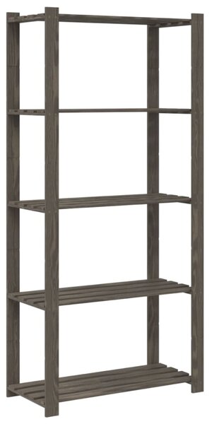 5 szintes szürke tömör fenyőfa tárolóállvány 80 x 38 x 170 cm