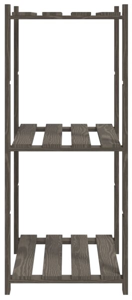 3 szintes szürke tömör fenyőfa tárolóállvány 60x38x90 cm