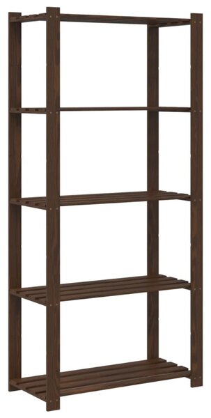 5 szintes barna tömör fenyőfa tárolóállvány 80 x 38 x 170 cm