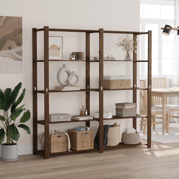 VidaXL 5 szintes barna tömör fenyőfa tárolóállvány 170 x 38 x 170 cm