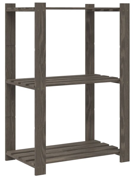 3 szintes szürke tömör fenyőfa tárolóállvány 60x38x90 cm