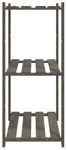 3 szintes szürke tömör fenyőfa tárolóállvány 80x38x90 cm