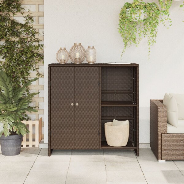 Tárolószekrény polcokkal ajtóval Barna 100 x 36 x 102 cm Rattan