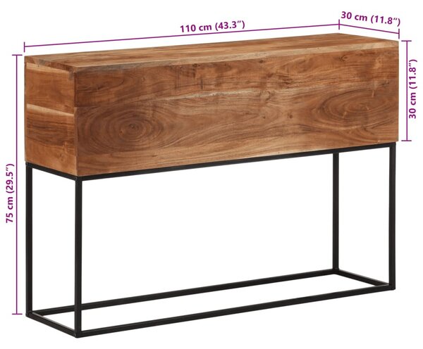 Tömör akácfa és vas tálalóasztal 110 x 30 x 75 cm