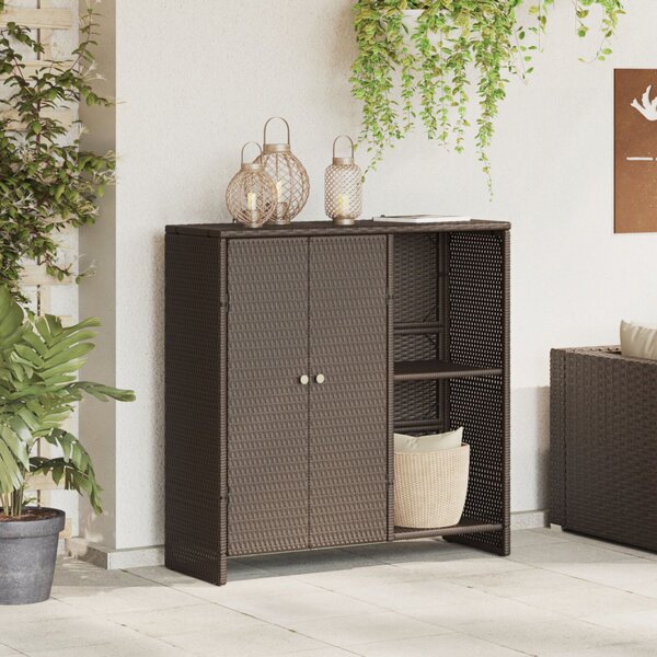 Tárolószekrény polcokkal ajtóval Barna 100 x 36 x 102 cm Rattan