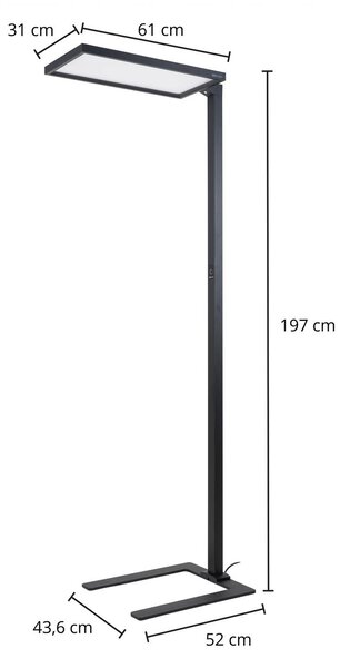 Arcchio Nelus LED irodai állólámpa, fekete, érzékelős, dimmelhető, dimmelhető, Fekete, Dolgozószoba / Iroda, fém, Modern