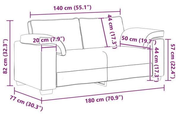 Kétszemélyes kanapé Fekete 180 cm szövet