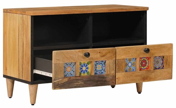 TV szekrény fiókkal Természetes 70 x 33 x 46 cm Tömör Mangófát