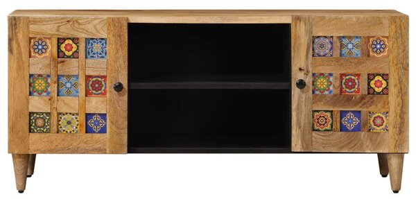 TV szekrény ajtóval Természetes 105 x 33 x 46 cm Tömör Mangófát