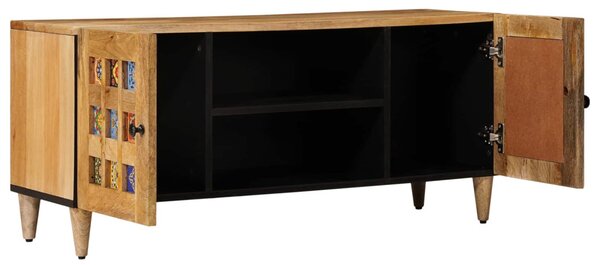 TV szekrény ajtóval Természetes 105 x 33 x 46 cm Tömör Mangófát