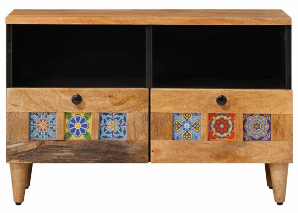 TV szekrény fiókkal Természetes 70 x 33 x 46 cm Tömör Mangófát