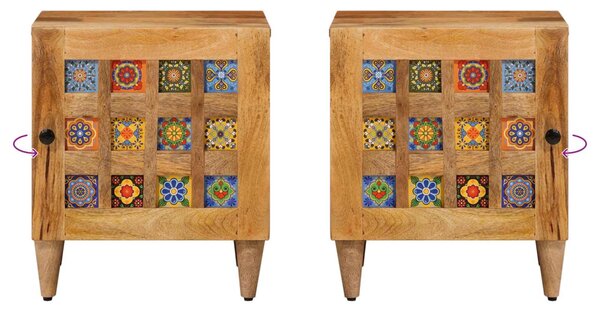 Éjjeliszekrény 2 pcs Természetes 40 x 33 x 46 cm Tömör Mangófát