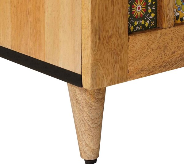 TV szekrény ajtóval Természetes 105 x 33 x 46 cm Tömör Mangófát