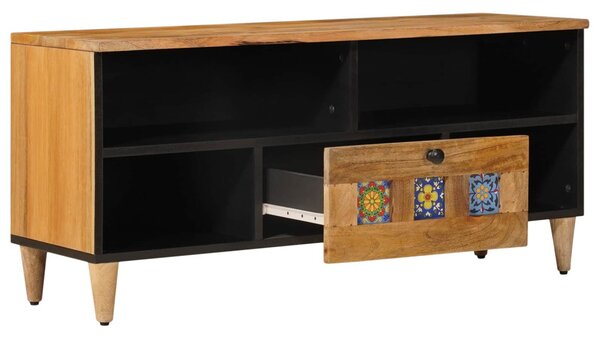 TV szekrény fiókkal Természetes 100 x 33 x 46 cm Tömör Mangófát